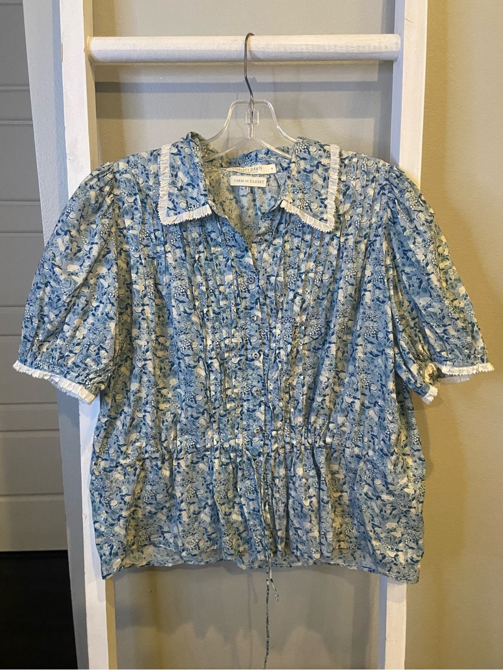 Christy Dawn Clementine Blouse in a blue floral print